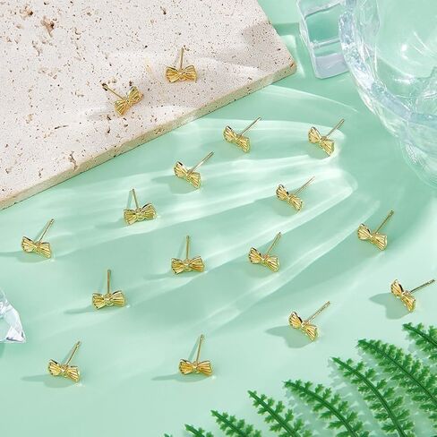 DICOSMETIC 50Pcs Bowknot Stud Earring Findings Light Gold Alloy Bow Tie Studs Earring Posts Stainless Steel Steel Pin 80Pcs Plastic Ear Nuts for DIY Earring Jewelry Making in Kuwait