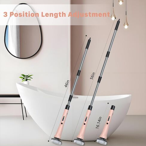 Electric Spin Scrubber, Hillyfe Power Shower Cleaning Brush with 7 Replaceable Brush Heads, IPX7 Waterproof, 2 Speeds (300/400 RPM) Electric Scrubber with Wall Mount Hook for Bathtub, Floor in Saudi Arabia