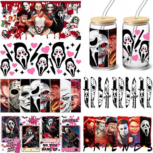 UV DTF Cup Lap Sticker - 6 أوراق عيد الميلاد ، فرك غرينشز على عمليات نقل الحرف اليدوية للزجاج 16 أوقية ، ملصق نقل UV DTF ، زخرفة المهرجان الإبداعي in Saudi Arabia