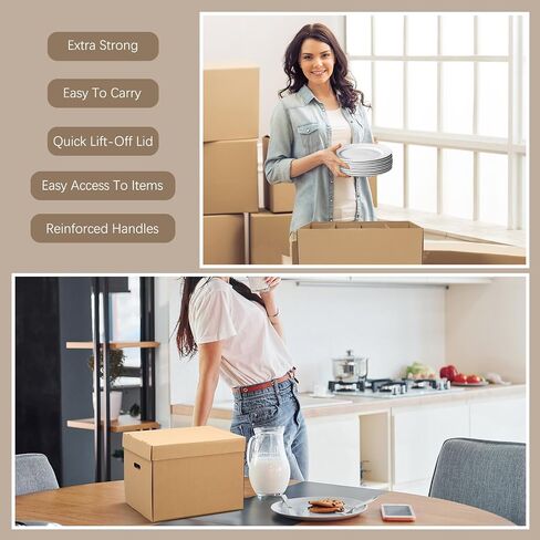 4 حزمة صناديق تعبئة الأطباق كبيرة للتحرك مع مقسم 20 × 15 × 12 بوصة المطبخ مربعات متحركة مع مستلزمات تعبئة مقبض مقبض مقوى للأطباق والأواني الزجاجية (أبيض) in Saudi Arabia