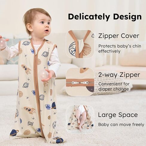 Baby Sleep Sack 12-18 Months, 2.5 TOG Cotton Winter Baby Wearable Blanket with 2-Way Zipper, Warm Soft Sleeping Bag for Toddler Boy Girl, Large Dinosaur in Saudi Arabia