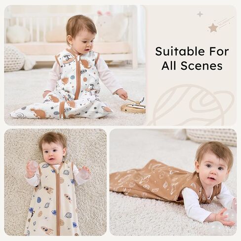 Baby Sleep Sack 12-18 Months, 2.5 TOG Cotton Winter Baby Wearable Blanket with 2-Way Zipper, Warm Soft Sleeping Bag for Toddler Boy Girl, Large Dinosaur in Saudi Arabia