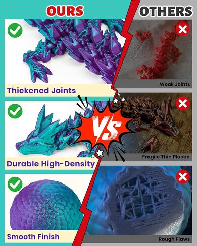 TBOLINE 3D Printed Dragon Egg,Dragon Eggs with Dragon Inside,Crystal Dragon Fidget Toys,Full Articulated Dragon Dragon in Egg,Adults Fidget Toys for Autism ADHD (Random Rainbow Dragon Egg), Small in Kuwait