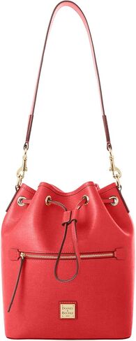 Dooney & Bourke Handbags for Women, Saffiano Drawstring Leather Bucket Bag with Wide Shoulder Strap in Saudi Arabia