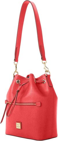 Dooney & Bourke Handbags for Women, Saffiano Drawstring Leather Bucket Bag with Wide Shoulder Strap in Saudi Arabia