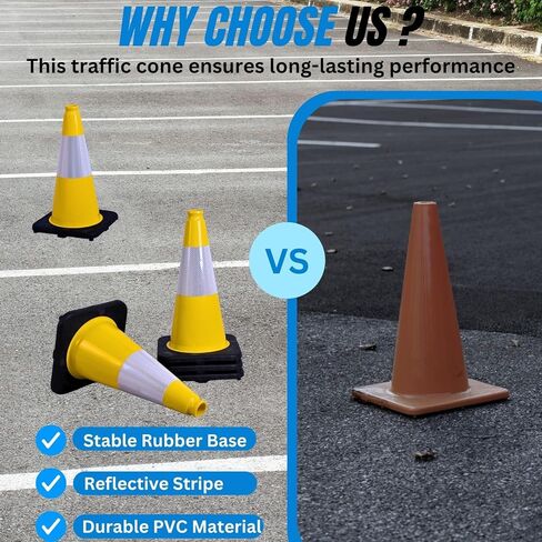 8 حزمة 12 '' Green PVC Traffic Conses Construction Construction المخاريط ذات القاعدة السوداء وأقماع السلامة في الشريط العاكس لمواقف السيارات مناطق بناء الممرات ومراقبة حركة المرور in Kuwait