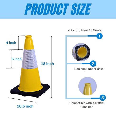 8 حزمة 12 '' Green PVC Traffic Conses Construction Construction المخاريط ذات القاعدة السوداء وأقماع السلامة في الشريط العاكس لمواقف السيارات مناطق بناء الممرات ومراقبة حركة المرور in Kuwait