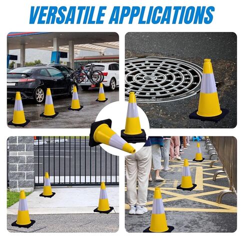 8 حزمة 12 '' Green PVC Traffic Conses Construction Construction المخاريط ذات القاعدة السوداء وأقماع السلامة في الشريط العاكس لمواقف السيارات مناطق بناء الممرات ومراقبة حركة المرور in Kuwait