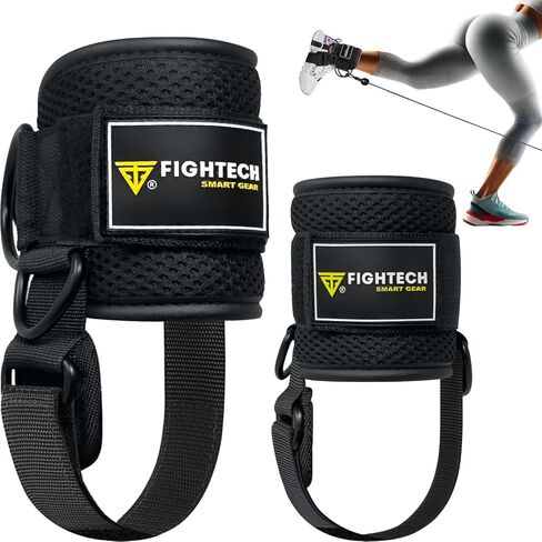 Fightech Cable Cable Cable Straps مرفق لصالة الألعاب الرياضية - أحزمة الكاحل الكابل - أصفاد الكاحل المبطنة لعمليات الركود وتمارين الساق in Kuwait