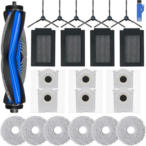 23pcs قطع غيار استبدال ecovacs deebot x8 pro omni/yeedi s14 بالإضافة إلى robot facuum accessories kit: 1 الفرشاة الرئيسية ، وسادات ممسحة 2 الأسطوانة ، 6 مرشحات ، 6 فرش جانبية ، 6 أكياس غبار ، 2 أدوات in Saudi Arabia