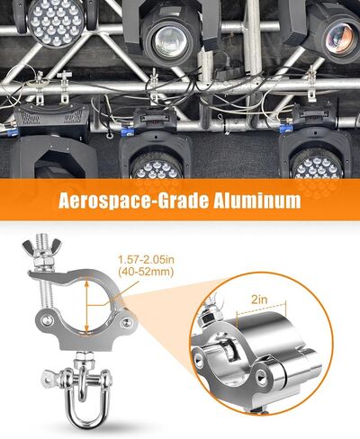 6 Pcs Stage Truss Clamp, Wider Aluminum Alloy Lights Hooks for LED Video Wall Display O-Clamp Stage Lights Mounting 40-52mm OD in Kuwait