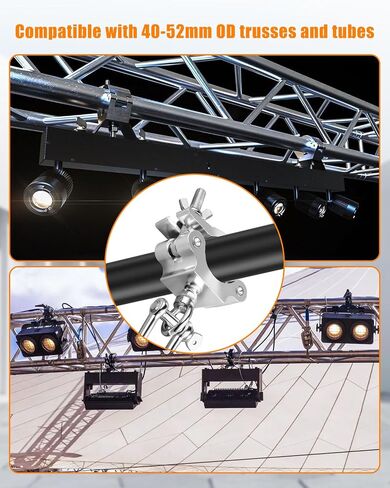 6 Pcs Stage Truss Clamp, Wider Aluminum Alloy Lights Hooks for LED Video Wall Display O-Clamp Stage Lights Mounting 40-52mm OD in Kuwait