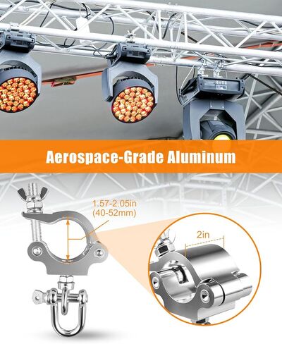 6 Pcs Stage Truss Clamp, Wider Aluminum Alloy Lights Hooks for LED Video Wall Display O-Clamp Stage Lights Mounting 40-52mm OD in Kuwait