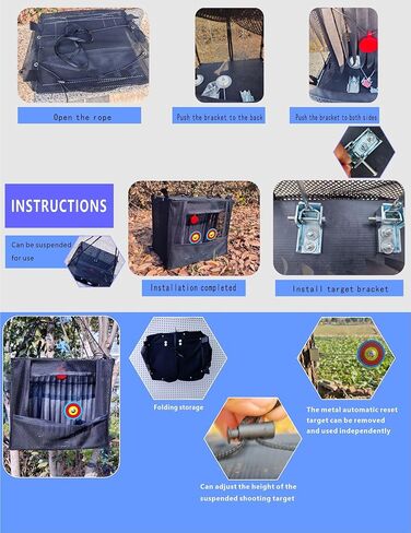 هدف Airsoft مع قطعتين من هدف إعادة الضبط التلقائي المعدني بالكامل لإطلاق مسدس Airsoft كريات BB للاستخدام الداخلي والخارجي in Kuwait