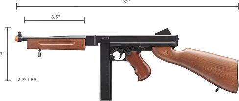 Airsoft Tommy Thompson Durable Submachine Gun WW2 Chicago Typewriter Full Auto SMG AEG with Extra Stick Magazines, Battery and Charger in Kuwait