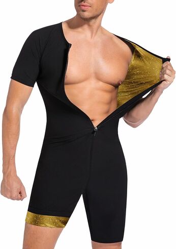 Sauna Suit for Men 3 in 1 Slimming Full Body Sauna Jumpsuit Mens Waist Trainer for Workout in Kuwait