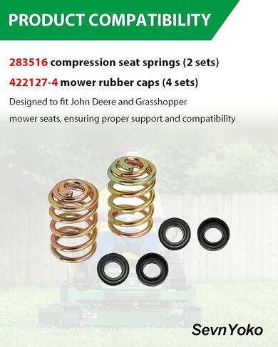 283516 Compression Seat Springs 2-Pack - Compatible with John Deere & Grasshopper Lawn Mowers - OEM Replacement Seat Spring Kit in Kuwait