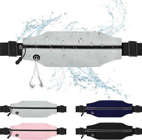 حزام الجري النحيف للرجال والنساء، حقيبة خصر فاني، حامل هاتف، حقيبة جيب بسحاب عاكس للتمرين وركوب الدراجات واللياقة البدنية in Kuwait