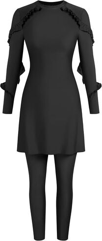 ZAFUL Women Modest Muslim Swimsuits Ruffle Full Coverage Islamic Arabic Burkini 2 Pieces Bathing Suit in Saudi Arabia