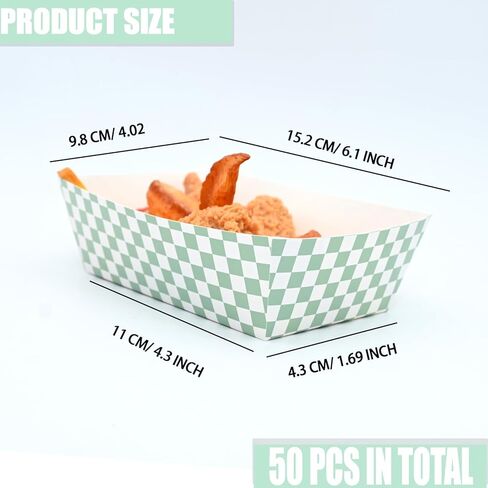 No Folding Required 50 Pcs 2lb Gingham Party Supplies Disposable Paper Food Trays for Shower Wedding Tea Party Supplies Nacho Snack (Red) in Kuwait