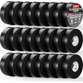 SWRT 24 Pack UL/CSA Listed High Temp Electrical Tape 7 mils-600V, 0.75 in x 66 FT Electric Tape Flame Retardant, Strong Adhesive, for Home DIY Electrical Repairs Professional Installations in Saudi Arabia