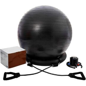 Yoga Ball Chair,Yoga Ball，Exercise Ball, Balance Ball Chair with Adjustable Band & Stability Base Home Yoga Chair for Exercise/Improving Health Pregnancy Birthing Balls Seat(Black,Diameter 55cm ( 21 5 in Kuwait