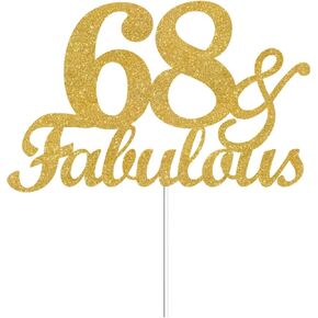 64 & Fabulous Cake Toppers Gold Glitter ، Happy 64th Cake Topper Heaits to 64 year bay decoration ، أربعة وستين وأزخرفة كعكة رائعة لعيد الميلاد السادس عشر حفلة in Kuwait
