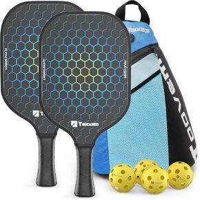 مجاذيف Toovem Max T2 Pink Pickleball للنساء - T300 Carbon Carbon Lightweight Dracket ، تصميم لطيف ، قبضة راحة ، بقعة حلوة كبيرة ، حقيبة و 4 كرات وردية - هدايا مثالية للمجلس للنساء in Kuwait