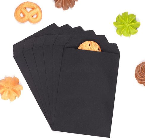 Quotidian Brown Flat Medium Greaseproof Kraft Paper Bags 4" x 6" (10 x 15.2cm) Pack of 100 - Bakery Cookies Candies Dessert Soap in Kuwait