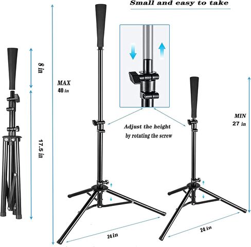 Batting Tee Baseball Tee,Softball Travel Portable Tee Tripod Stand Rubber Tee for Batting Training Practice with Carrying Bag in Saudi Arabia