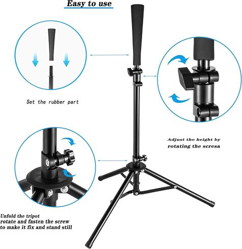Batting Tee Baseball Tee,Softball Travel Portable Tee Tripod Stand Rubber Tee for Batting Training Practice with Carrying Bag in Saudi Arabia