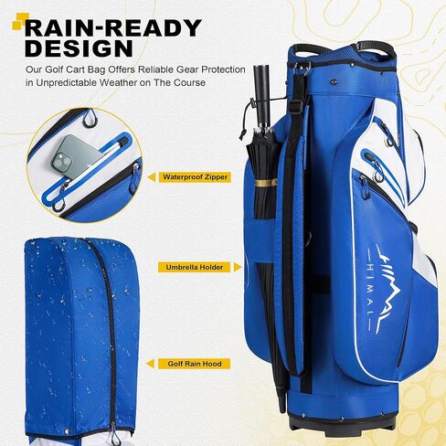 حقيبة عربة الجولف، قمة مقسمة منظمة لـ 15 طريقة مع مقابض وغطاء للمطر in Kuwait