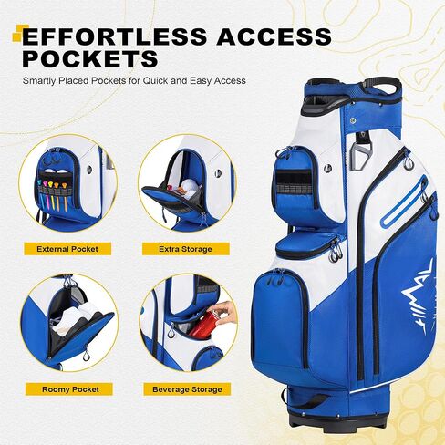 حقيبة عربة الجولف، قمة مقسمة منظمة لـ 15 طريقة مع مقابض وغطاء للمطر in Kuwait