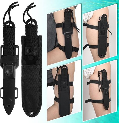 Lasnten 14 Pcs Hawaiian Sling Fishing Spear Set Fiberglass Pole Spear with 3 Prong Tips Diving Lobster Knife with Holster 2 Sheath 2 Pairs Leg Straps Fish Buckle for Diving Spearfishing in Kuwait