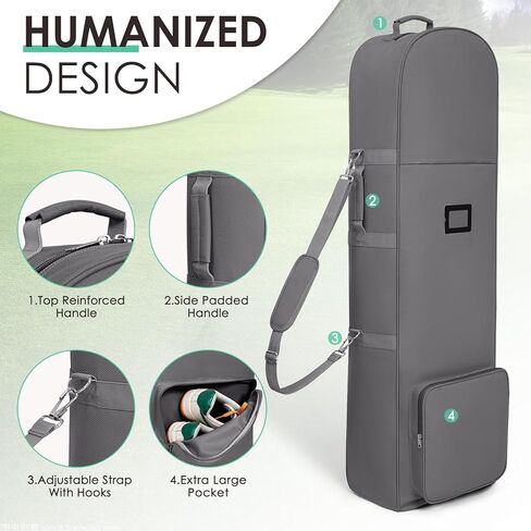 حقائب سفر للجولف لشركات الطيران مع قضيب دعم قابل للتعديل وأشرطة كتف قابلة للفصل، حافظة صلبة علوية ناعمة قابلة للطي لنادي الجولف in Kuwait