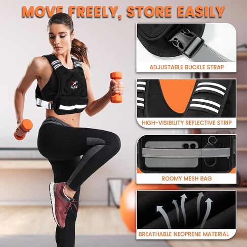 FUFF Weighted Vest Woman, 4-10/11-20/20-32 Lb Adjustable Weight Vest for Women Men, Female Strength Training Body Vest for Walking Exercise Running Workout in Saudi Arabia