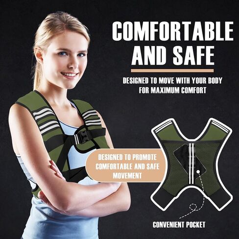 Weighted Vest Men or Women - 5/10/15/20/25/30lbs Weights with Reflective Stripe, Weighted Vest for Workout Equipment for Strength Training Running - Walking Weight Loss in Saudi Arabia