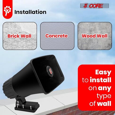 5 CORE PA مكبر صوت 5 × 8 بوصة 65W الثور البقر بصوت عالٍ صوت مكبرات صوت داخلية في الهواء الطلق 8OHM Reflex Megaphone Mounting Bracket & Hardware شملت White- HW 508 WH in Saudi Arabia