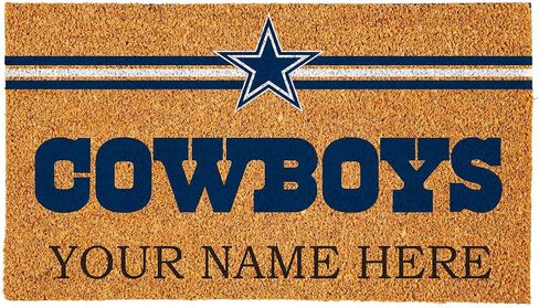 Team Sports America NFL Dallas Cowboys Personalized Coir Door Mat, 18 x 30 Inches Custom Name Doormat with Non Slip Back, Front Door Welcome Mats in Saudi Arabia