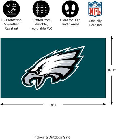 NFL Philadelphia Eagles Coir Door Mat, Indoor and Outdoor Entryway, 28 x 16 Inches, Non Slip Back, Front Door Welcome Floor Mats, Indoor Outdoor Entrance Home Décor in Saudi Arabia
