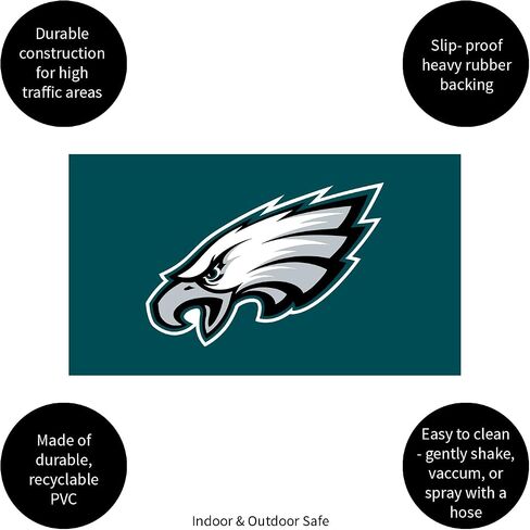 NFL Philadelphia Eagles Coir Door Mat, Indoor and Outdoor Entryway, 28 x 16 Inches, Non Slip Back, Front Door Welcome Floor Mats, Indoor Outdoor Entrance Home Décor in Saudi Arabia