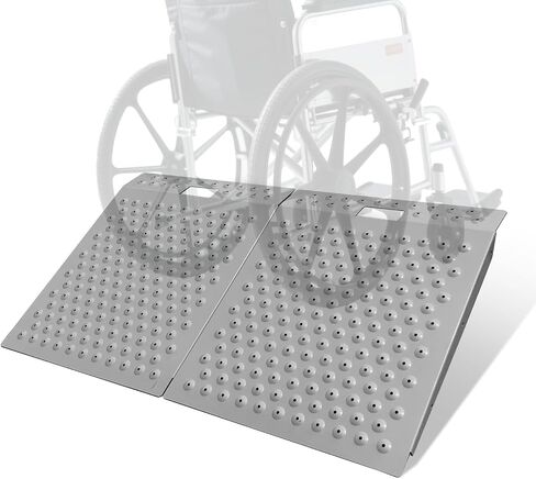 24" L x 29" Shed Ramp for Lawn Equipment, 750 LBS Portable Threshold Loading, Supporting Anti-Slip Ramp with Punch Plate Surface for Wheelchairs, Lawn Mower, ATVs, Garages & Barns, Carbon Steel in Saudi Arabia