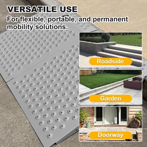 24" L x 29" Shed Ramp for Lawn Equipment, 750 LBS Portable Threshold Loading, Supporting Anti-Slip Ramp with Punch Plate Surface for Wheelchairs, Lawn Mower, ATVs, Garages & Barns, Carbon Steel in Saudi Arabia