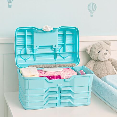 Best Kept | Portable Carrying Case | Diaper Caddy Organizer | Plastic | Portable Storage Box | Baby Shower For Girl | Newborn Essentials Must Haves | Baby Pink in Saudi Arabia
