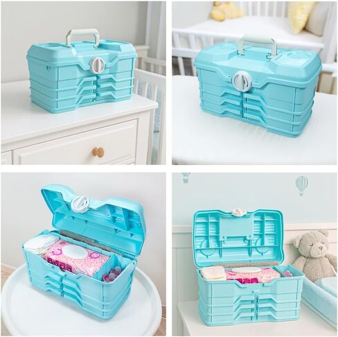 Best Kept | Portable Carrying Case | Diaper Caddy Organizer | Plastic | Portable Storage Box | Baby Shower For Girl | Newborn Essentials Must Haves | Baby Pink in Saudi Arabia