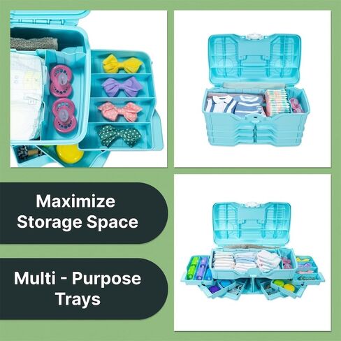 Best Kept | Portable Carrying Case | Diaper Caddy Organizer | Plastic | Portable Storage Box | Baby Shower For Girl | Newborn Essentials Must Haves | Baby Pink in Saudi Arabia