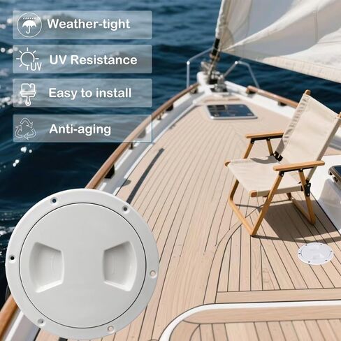 Boat Hatch Cover 5 inch, Non Slip Inspection Hatch White Round Deck Plate for Boats, Detachable Boat Deck Plate for Marine Boat Ships Yacht Truck RV, Attached Screws (White, 5 inch) in Saudi Arabia