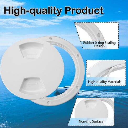 Boat Hatch Cover 5 inch, Non Slip Inspection Hatch White Round Deck Plate for Boats, Detachable Boat Deck Plate for Marine Boat Ships Yacht Truck RV, Attached Screws (White, 5 inch) in Saudi Arabia
