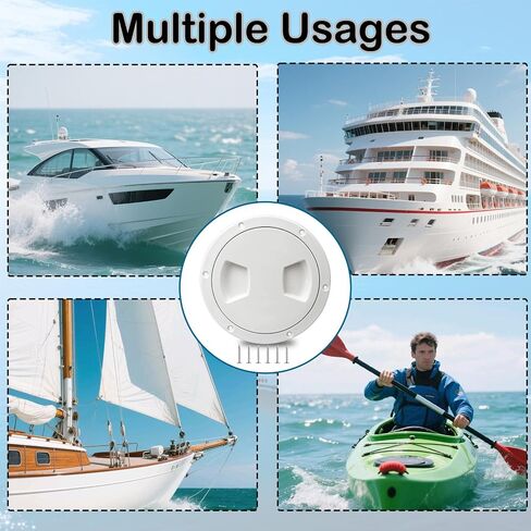 Boat Hatch Cover 5 inch, Non Slip Inspection Hatch White Round Deck Plate for Boats, Detachable Boat Deck Plate for Marine Boat Ships Yacht Truck RV, Attached Screws (White, 5 inch) in Saudi Arabia