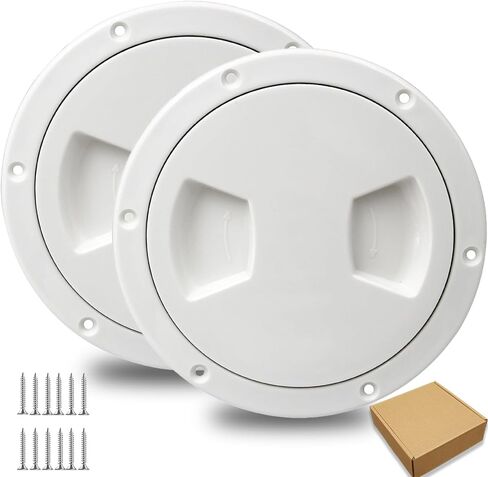 Boat Hatch Cover 5 inch, Non Slip Inspection Hatch White Round Deck Plate for Boats, Detachable Boat Deck Plate for Marine Boat Ships Yacht Truck RV, Attached Screws (White, 5 inch) in Saudi Arabia